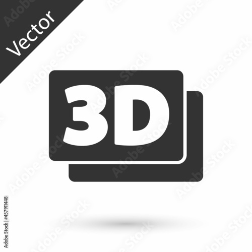 Grey 3D word icon isolated on white background. Vector