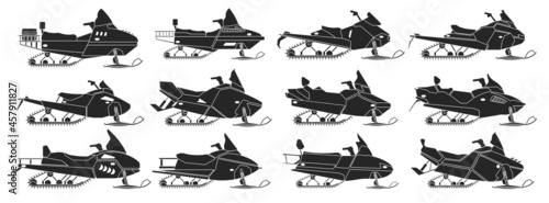 Snowmobile isolated black set icon.Vector illustration snow motorcycle on white background .black vector set icon snowmobile.
