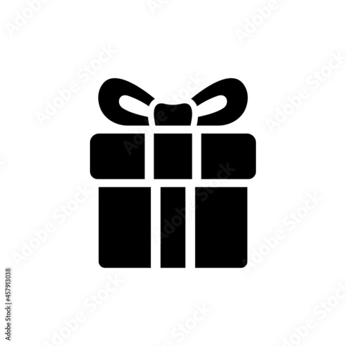 Gift box icon. Black silhouette. Front side view. Vector simple flat graphic illustration. The isolated object on a white background. Isolate.