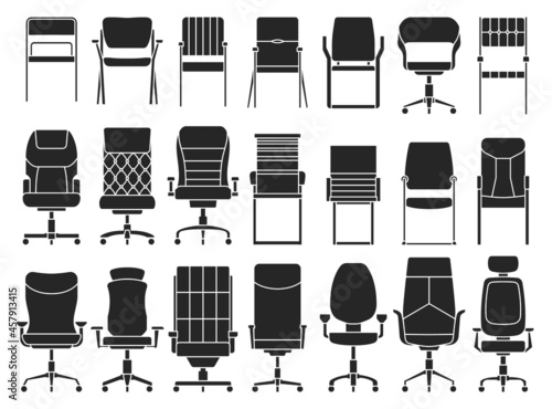 Office chair vector black set icon. Vector illustration armchair on white background. Isolated black set icon office chair.