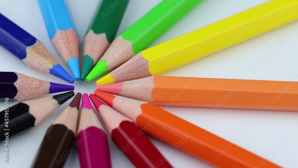Bright colored pencils rotating around Bright colored pencils rotating around