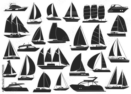 Sail yacht vector black set icon. Vector illustration sailboat on white background. Isolated black set icon sail yacht.