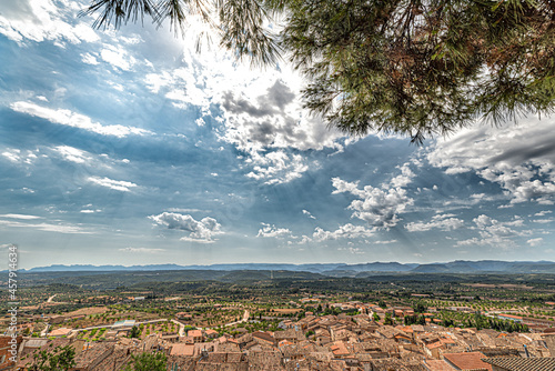 Landscape of the whole village La Fresnada, Matarraña, Teruel, Spain photo