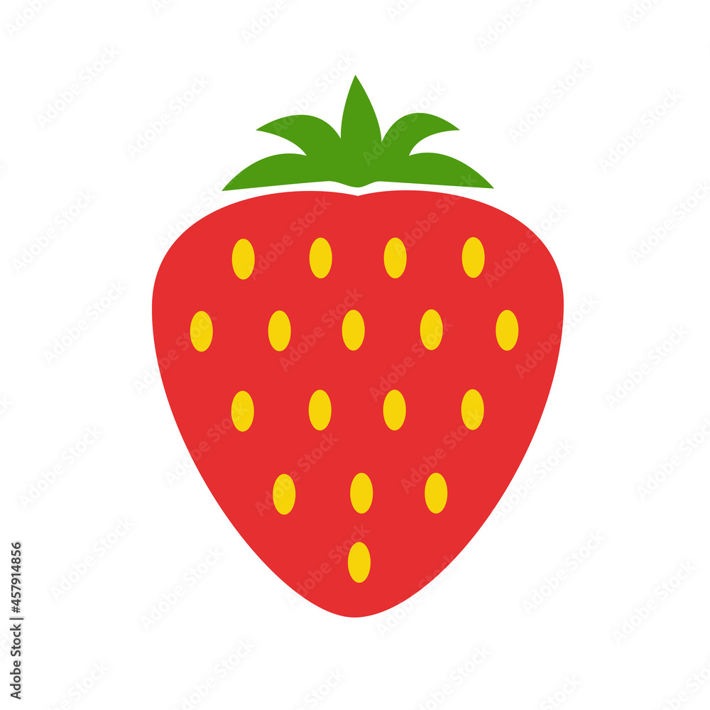 Fototapeta premium Red strawberries with yellow grains. Isolated on white background abstract illustration