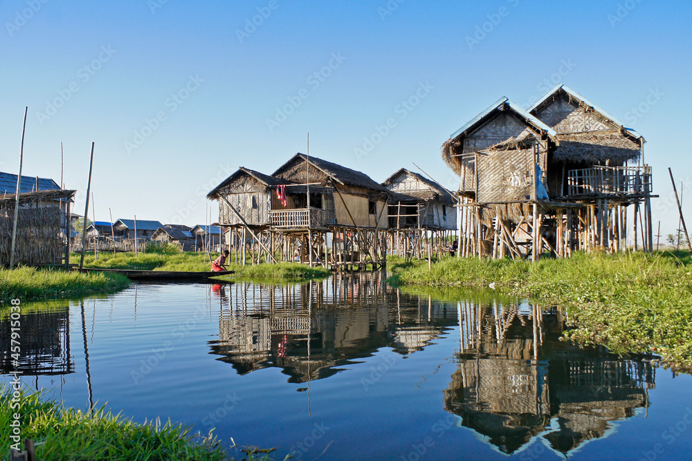 Houses on stilts at Inle (Inlay) Lake, Myanmar (Burma)