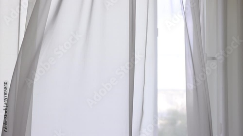 Delicate white tulle fluttering in the wind