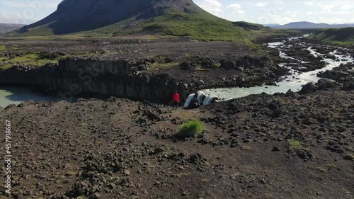 Þjófafoss Waterfall in Iceland by Drone in 4K - 2 photo