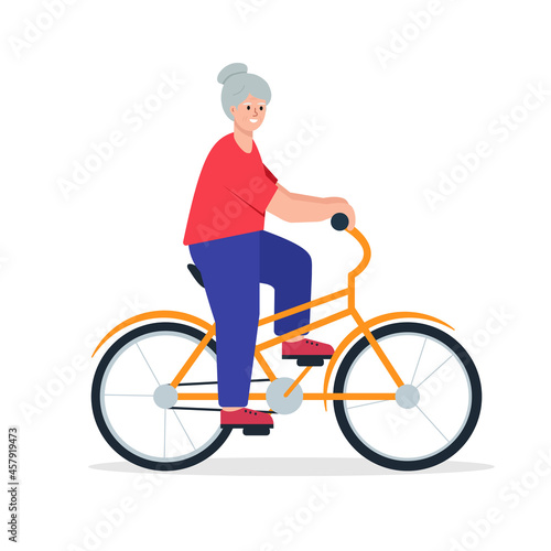 Elderly retired senior woman on bycicle active lifestyle