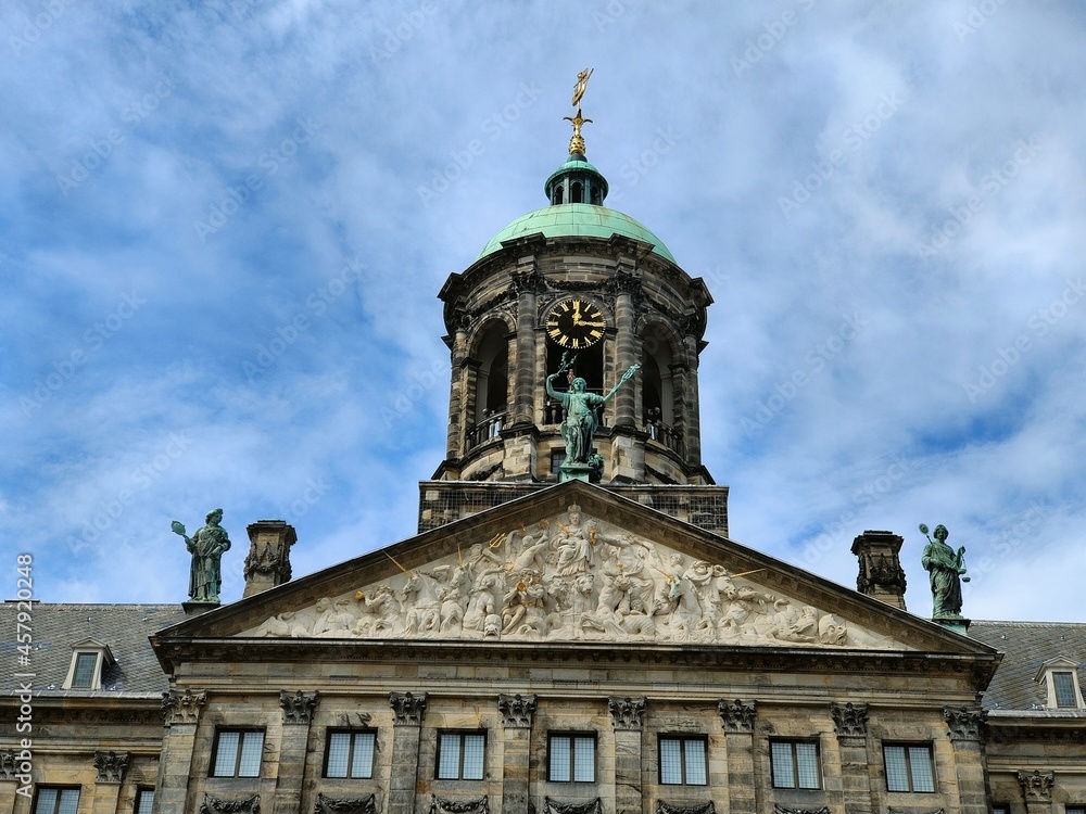 Amsterdam, Netherlands - September, 2021 - The Royal Palace at Dam Square Amsterdam, Netherlands - September, 2021 - The Royal Palace at Dam Square