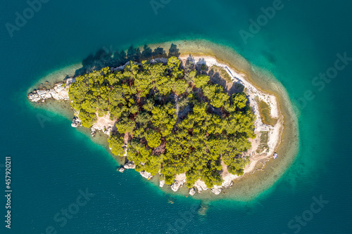 Amazing Kornati Islands national park panoramic aerial view, landscape of Dalmatia Croatia photo