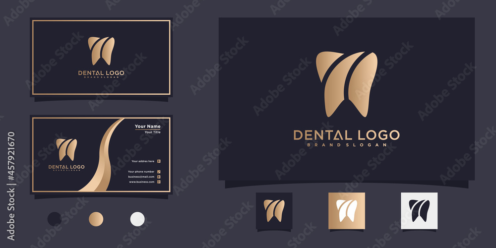 Modern dental logo design inspiration with gold gradient colour Premium ...