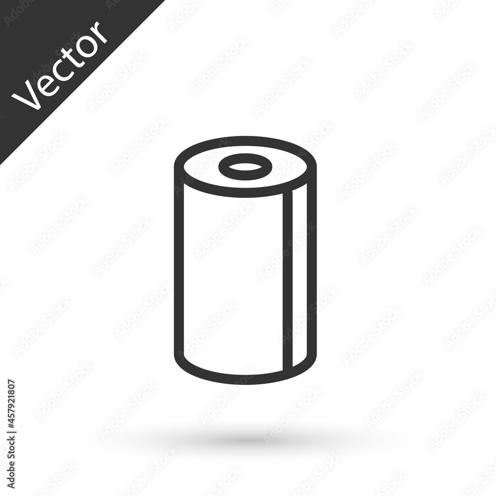 Grey line Paper towel roll icon isolated on white background. Vector Illustration Grey line Paper towel roll icon isolated on white background. Vector Illustration