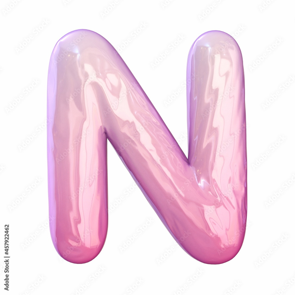 Pink latex glossy font Letter N 3D Pink latex glossy font Letter N 3D