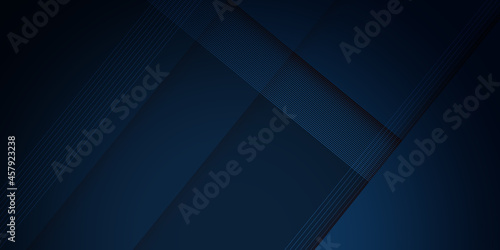 Obraz na płótnie Modern simple dark navy blue background with overlap triangle layers