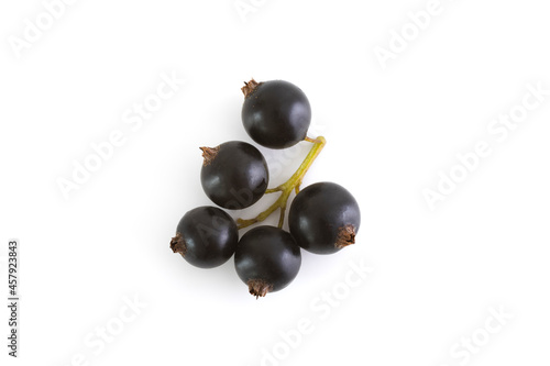 Black currants. Ripe juicy berries of black currant isolated on white background