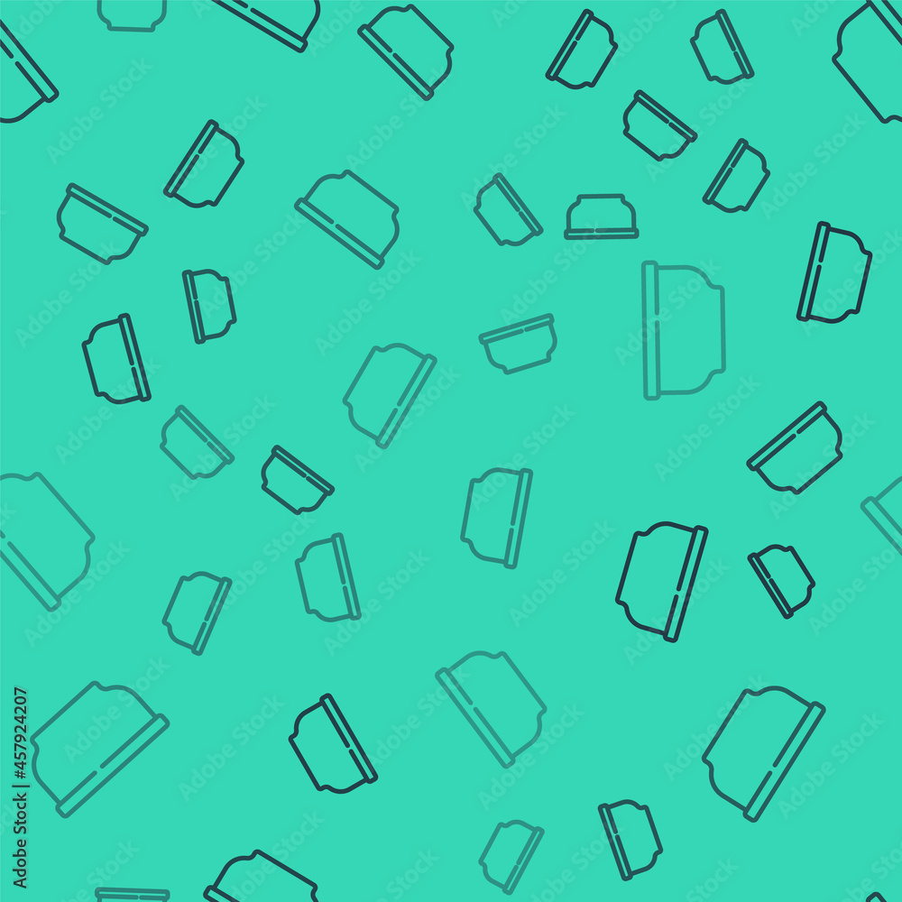 Black line Bowl icon isolated seamless pattern on green background. Vector Black line Bowl icon isolated seamless pattern on green background. Vector