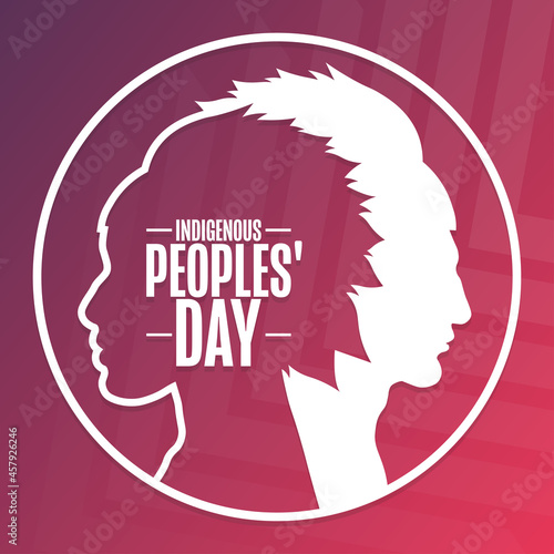Indigenous Peoples' Day. Holiday concept. Template for background, banner, card, poster with text inscription. Vector EPS10 illustration.