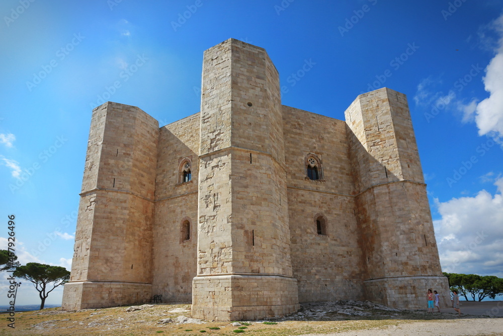 Castel del Monte, Italy - July 2014:  castle in Andria, Apulia region, in the south of Italy, UNESCO World Heritage Site