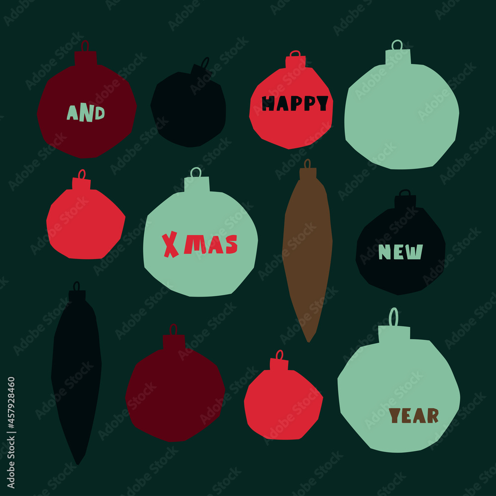 Modern abstract new year card. Paper cut christmas balls with congratulations Modern abstract new year card. Paper cut christmas balls with congratulations