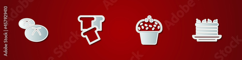Set Bread loaf, toast, Cake and icon. Vector