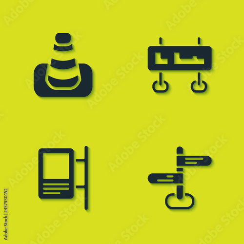 Set Traffic cone  Road traffic sign  and icon. Vector