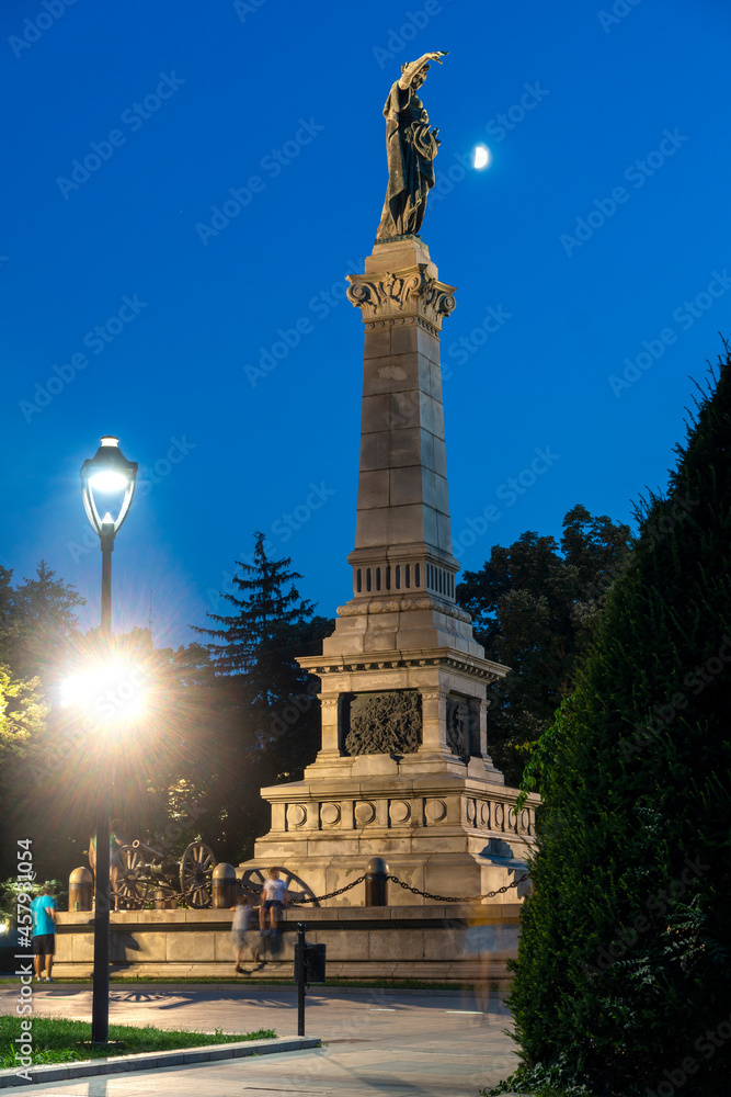 Monument of Freedom at the center of city of Ruse, Bulgaria