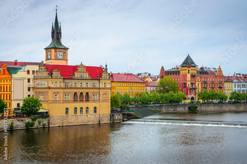 Old Town architecture and  Vltava river in Prague, Czech Republic. photo