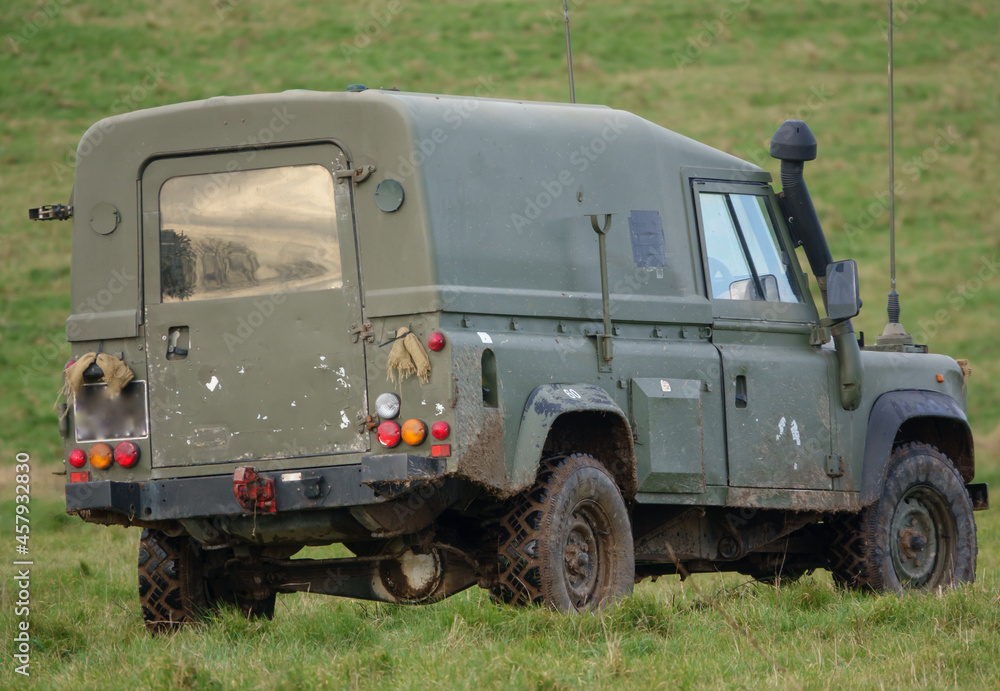 an army utility medium vehicle on a military exercise Wiltshire UK