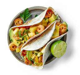 Mexican food Tacos isolated on white background