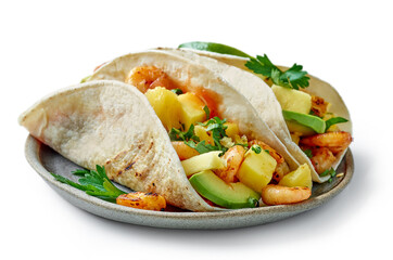 Mexican food Tacos isolated on white background