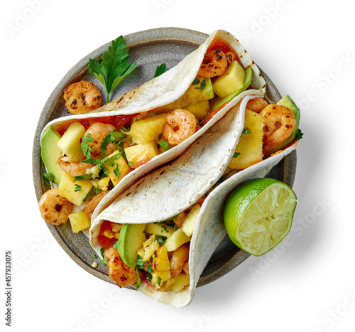 Mexican food Tacos isolated on white background