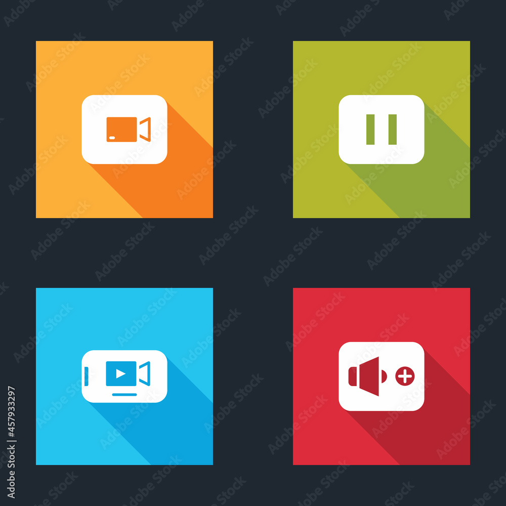 Set Play video button, Pause, Online play and Speaker volume icon. Vector Set Play video button, Pause, Online play and Speaker volume icon. Vector