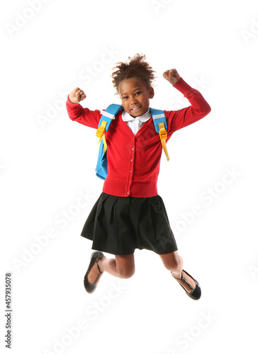 Jumping African-American sc...