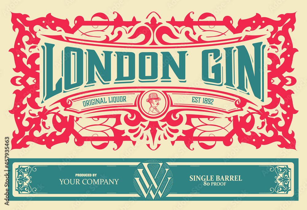 Whiskey label with old frames Whiskey label with old frames