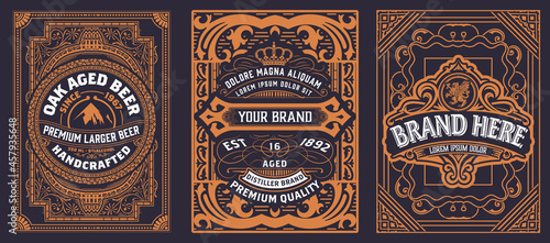 Set of 3 vintage labels for packing
