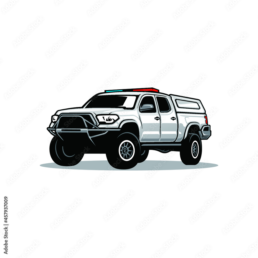 police truck - police car - suv car isolated vector police truck - police car - suv car isolated vector