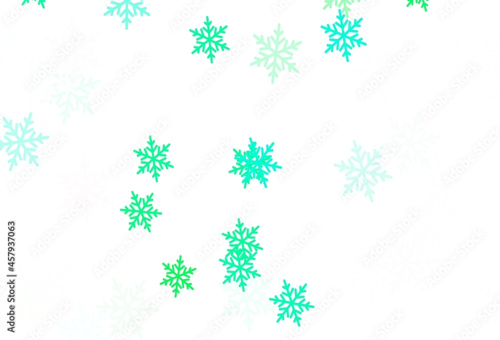 Light Green vector pattern with christmas snowflakes, stars. Light Green vector pattern with christmas snowflakes, stars.