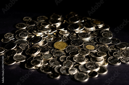 coins on black