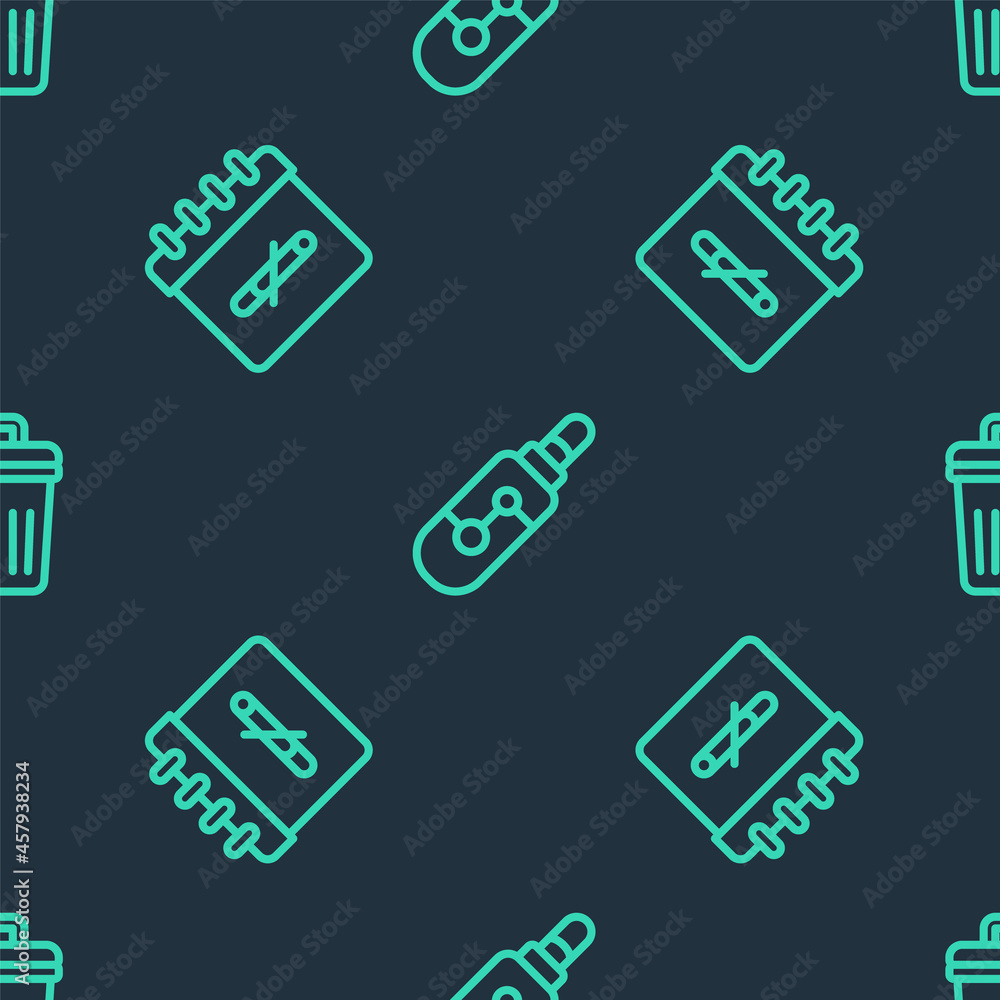 Set line Electronic cigarette, No smoking days and Trash can on seamless pattern. Vector Set line Electronic cigarette, No smoking days and Trash can on seamless pattern. Vector