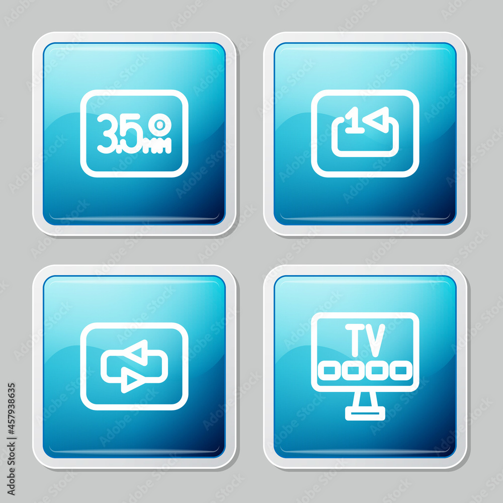 Set line Audio jack, Repeat track music player, button and Smart Tv icon. Vector Set line Audio jack, Repeat track music player, button and Smart Tv icon. Vector