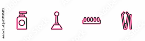 Set line Tube of hand cream, False nails, Milling cutter for manicure and Nail icon. Vector