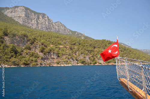 The coast of Mediterranean sea on the Turkish Riviera