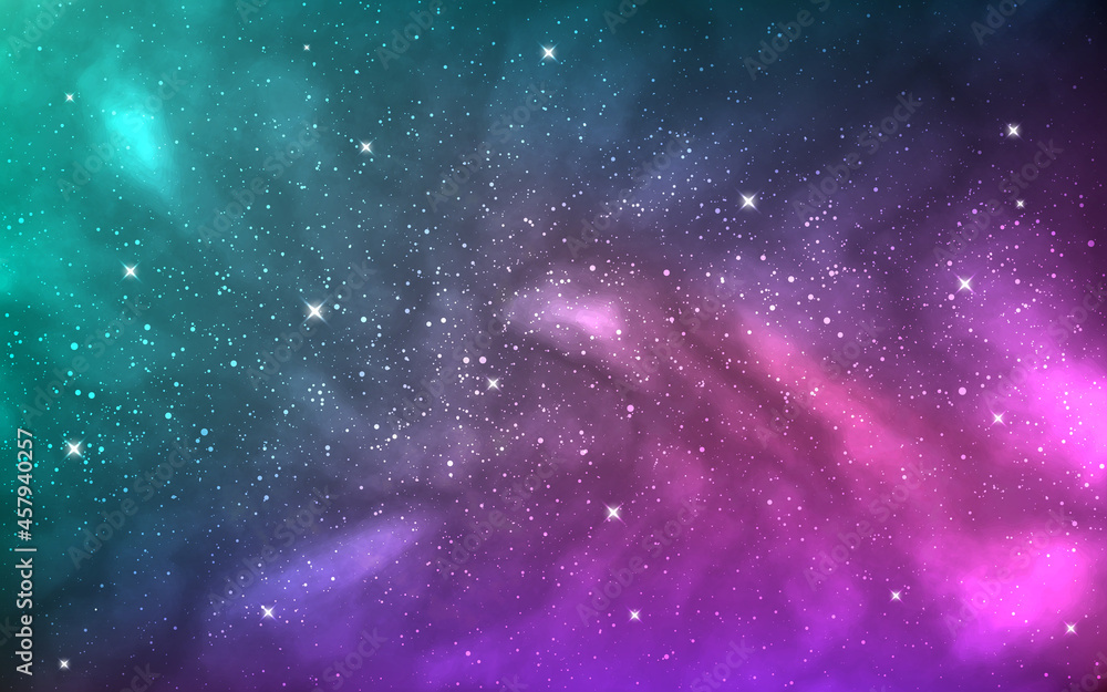 Cosmos texture. Colorful galaxy with bright stars. Space background