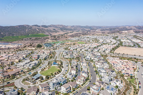 Aerial view of a master planned suburban community
