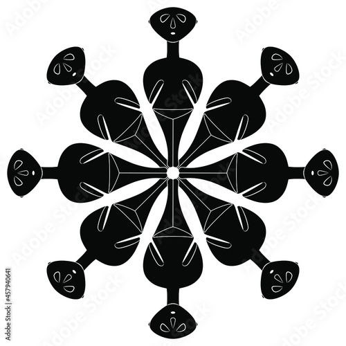 Star made of female figurines. Great Mother goddess from Anatolia in Turkey. Black and white silhouette.