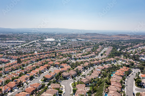Aerial view of a modern upscale community