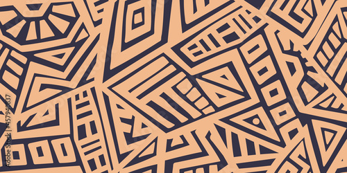 Unique Geometric Vector Seamless Pattern made in ethnic style. Aztec textile print. African traditional design. Creative boho pattern. Perfect for site backgrounds, wrapping paper and fabric design.