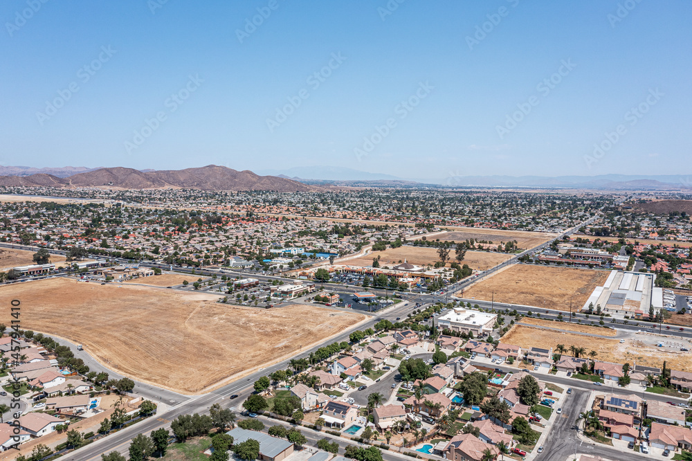 Fototapeta premium Aerial view of a newly developing desert community