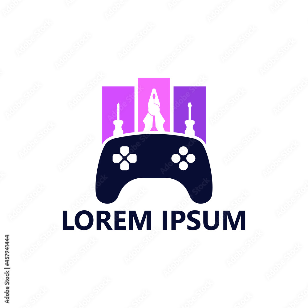 Naklejka premium Repair game console logo template design