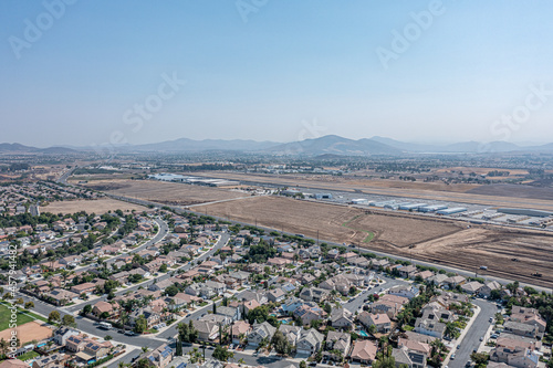 Aerial view of a newly developing desert community 